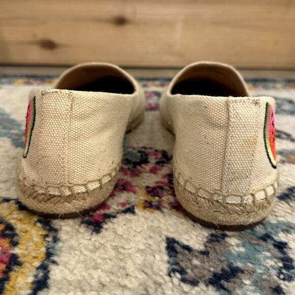 J. CREW Canvas Embroidered Espadrille Shoes Size 7.5 Preppy Luxe Casual Classic - Picture 6 of 9